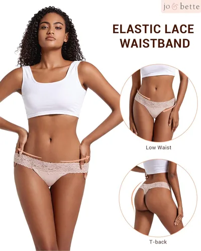 Vista 5 de Jo & Bette Paquete de 6 o 12 unidades de ropa interior de algodón para mujer, conjunto de lencería suave y sexy