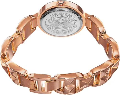 Vista 4 de Akribos XXIV AK755 - Reloj de cuarzo suizo para mujer, esfera de perla con pulsera de corte pirámide