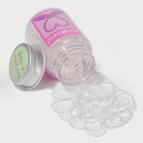Vista 8 de Bandas elásticas para el cabello de alta calidad sin látex (0.787 in/1.575 in x 0.079 in x 0.016 in, negro medianoche y transparente cristalino)