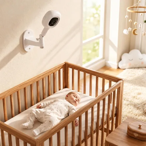 Vista 6 de wochel No Drill Baby Monitor Mount for Nanit Pro/Plus, Adjustable Nanit Wall Mount with USB C Charger Mount and 10FT Power Cable, Wall Bracket Stand