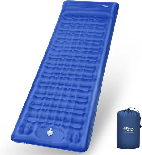 Vista 10 de HiiPeak Colchoneta doble para acampar – Colchón de gamuza superior de camping con almohada, bomba de pie integrada, alfombrilla portátil inflable