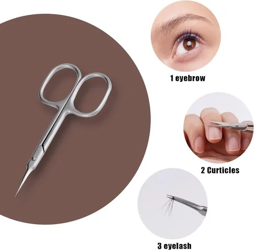 Vista 5 de KINBOM Tijeras de cutícula, tijeras pequeñas finas para manicura, pedicura, belleza, aseo de belleza, tijeras curvadas multiusos para uñas