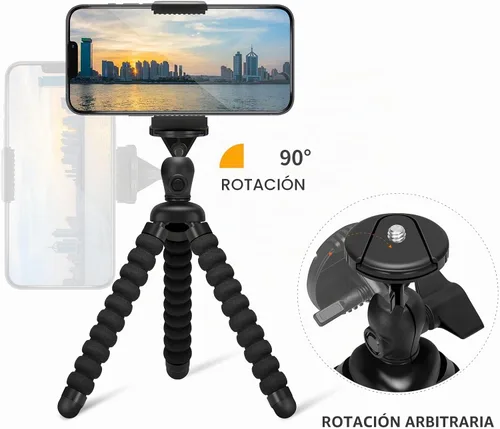 Vista 2 de ZTON trípode flexible para teléfono celular pequeño, montaje para teléfono celular ajustable, soporte Octopus universal para iPhone, Samsung, cámara