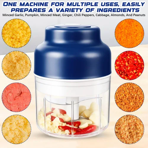 Vista 6 de Picadora eléctrica de ajo 2026, picadora de ajo pequeña, recargable, procesador de alimentos pequeño portátil de 8.5 fl oz, herramienta eléctrica