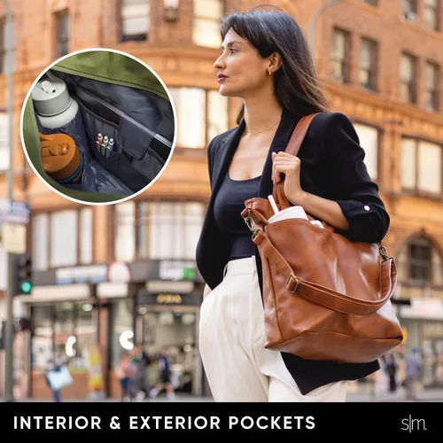 Vista 4 de Simple Modern Bolso de mano de piel vegana para mujer Bolso grande de trabajo para portátil con cremallera superior para viajes, escuela, profesora