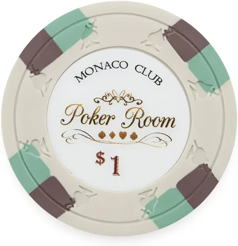 Vista 11 de Claysmith Gaming Paquete de 50 fichas de póquer Monaco Club, compuesto de arcilla pesada de 0.48 oz