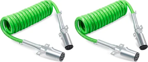Vista 9 de CheeMuii Paquete de 2 cables de remolque de 7 vías de 12 pies, cable de alimentación eléctrica ABS de alta resistencia, cable de alimentación verde