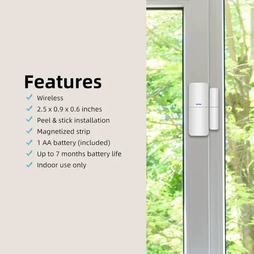 Vista 3 de Sensor de puerta y ventanas, compatible con el sistema de alarma GRSICO para el hogar para negocios en el hogar, alerta antirrobo necesita HUB
