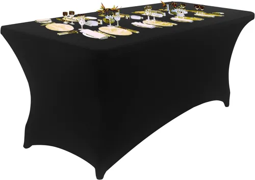 Vista 11 de Peomeise - Funda de mesa de elastano de 4 pies, mantel rectangular elástico de elastano (verde manzana, 4 pies)