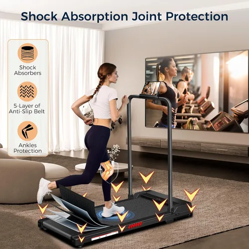 Vista 5 de Foldable Treadmill for Home, 3-in-1 Walking Pad with 13% Incline Handle Bar, 300LBS Capacity, 3.0HP Quiet Brushless, Small Treadmills for Small