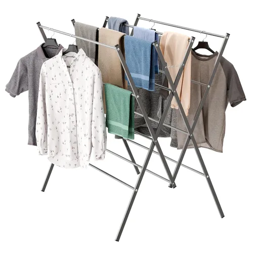 Vista 8 de Whitmor Tendedero plegable para ropa, 12 barras de metal para colgar ropa, uso en interiores y exteriores, 36.2 pulgadas de profundidad x 30.3
