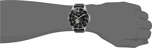 Vista 3 de Fossil ME3148 Crewmaster Sport Reloj automático de cuero negro para hombre