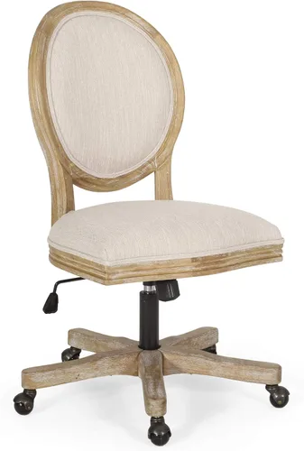 Vista 4 de Silla de oficina giratoria tapizada Pishkin - Beige/Natural