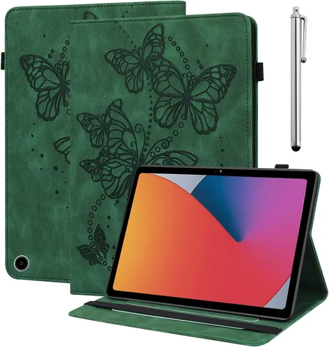 Vista 9 de Funda para Amazon Kindle Fire Max 11 (13ª generación, versión 2023) de 11 pulgadas, piel sintética, con soporte de mariposa en relieve, con lápiz