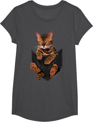 Vista 76 de Camiseta de bolsillo con estampado de tigre y gato Negro