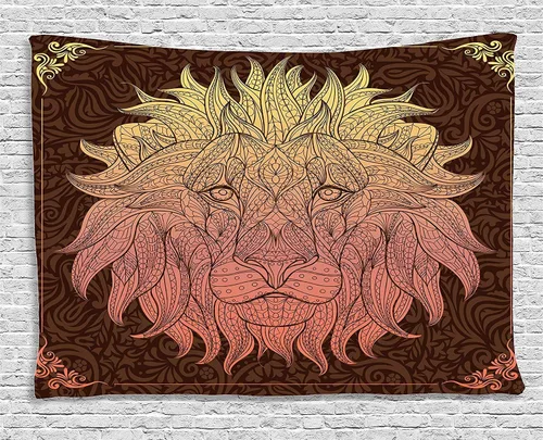 Vista 103 de Ambesonne Tapiz bohemio, diseño floral de bruja, luna y mariposa con adornos de mandala, decoración de tela para colgar en la pared para dormitorio