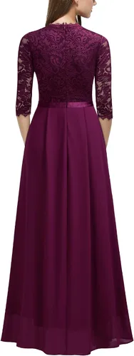 Vista 2 de MISSMAY - Vestido largo, de encaje floral, formal, para mujer, con mangas 23