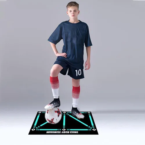 Vista 5 de Football Footstep Mat - Silent Anti-Skid Shock Absorption, Soccer & Sport Training Mat, Pace Ball Handler Equipment
