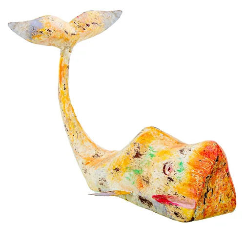Vista 4 de Figura Decorativa Alexandra House Living Amarillo Ballena Hierro
