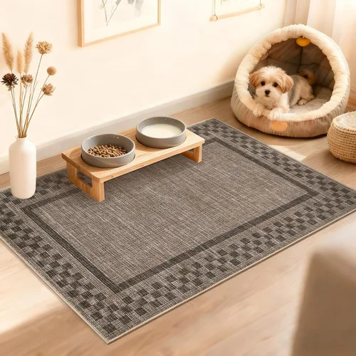 Vista 66 de GarveeHome Alfombra lavable de 5 x 7 pies para sala de estar, alfombra Beige festoneado