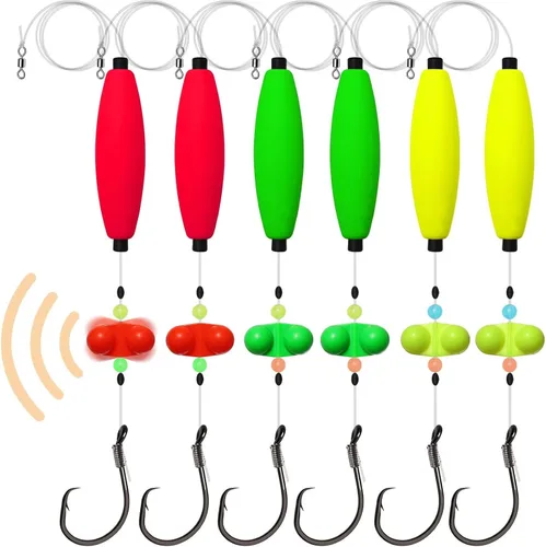 Vista 15 de Dovesun Pre-Tied Catfish Rig System, 23 Inch 55LB Santee Cooper Catfish Float Rig with Adjustable EVA Slip Float and High Carbon Circle Hooks 5/0