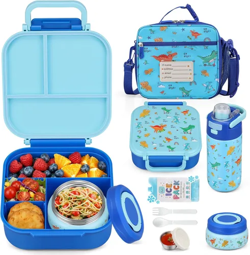 Vista 11 de Itslife Caja Bento para niños, contenedor de comida aislado, lonchera para niños, termo de 7 onzas para comida caliente, botella de agua térmica