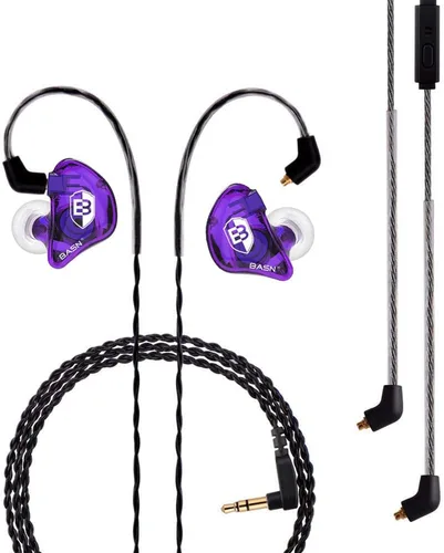 Vista 8 de BASN Auriculares profesionales intrauditivos con monitor para cantantes, bateristas y músicos con conector MMCX IEM (Pro Clear Negro)