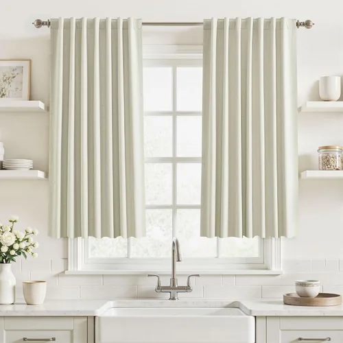 Vista 60 de UHITECH Cortinas opacas de 35 pulgadas de largo para sala de estar, 2 paneles, cortina opaca corta para cocina para ventanas pequeñas, cortinas