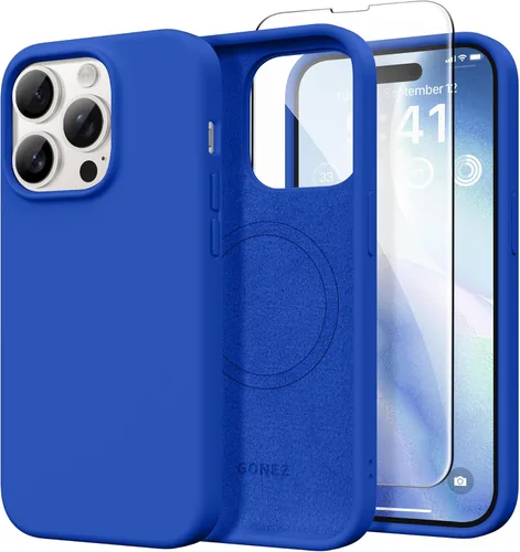 Vista 54 de GONEZ Funda magnética para iPhone 14, compatible con Magsafe, con protector de pantalla + protector de cámara, forro de microfibra antiarañazos