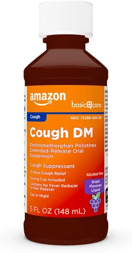 Vista 7 de Amazon Basic Care Jarabe DM para la tos de 12 horas, dextrometorfano de liberación prolongada, medicamento líquido con sabor a uva, 5 onzas líquidas