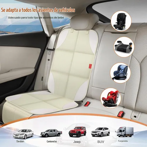 Vista 6 de Protector de asiento de coche, protectores de asiento de coche con acolchado grueso sin huellas Beige