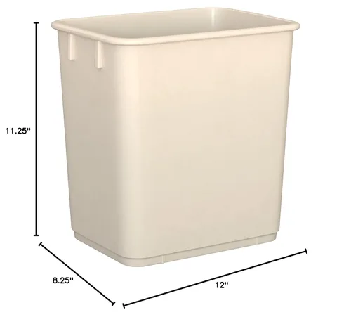Vista 6 de Cubo de basura rectangular beige de 13 cuartos de galón / 3 galones para dormitorio, oficina, baño, se adapta debajo del escritorio
