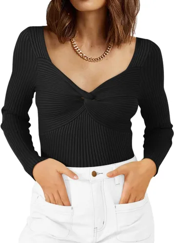 Vista 19 de LILLUSORY Ropa de otoño con nudo torcido 2025 para mujer, trajes de moda con parte superior acanalada de manga larga