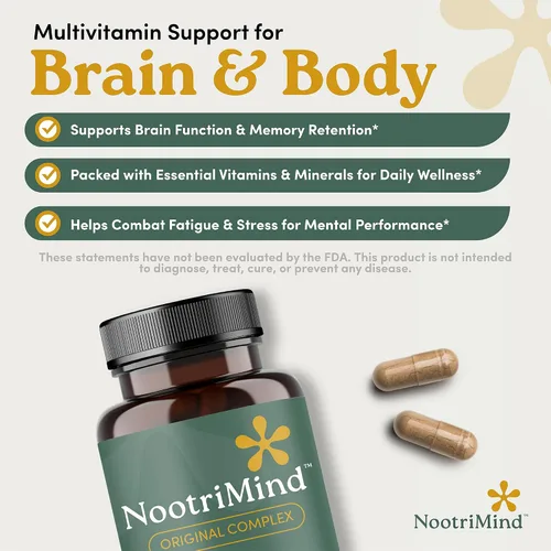 Vista 4 de Suplemento de apoyo para la salud cerebral y la memoria, nootrópico con Bacopa, DMAE y B12, promueve el enfoque agudo, el estado de alerta cognitiva