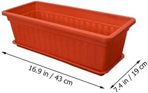 Vista 7 de DOITOOL Macetas rectangulares para plantas de interior, 2 unidades, macetas de ventana para patio, macetas para exteriores, rectangulares