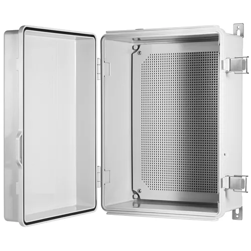 Vista 8 de Caja de conexiones eléctricas impermeables IP67 carcasa de plástico ABS con cubierta con bisagras con placa de montaje, soportes de pared