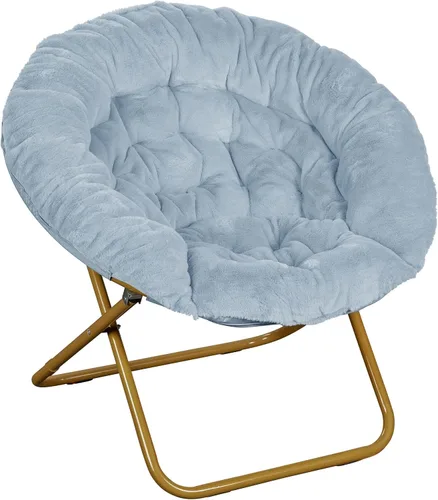 Vista 7 de Flash Furniture Gwen - Silla plegable de gran tamaño con otomana, silla lunar de piel sintética, marco de acero duradero, para dormitorio