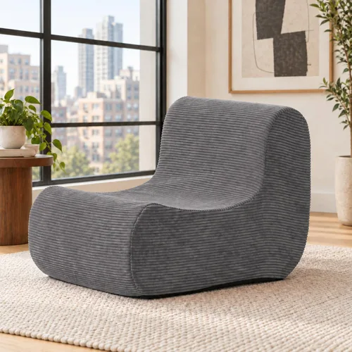 Vista 8 de N&V Sofá de espuma de un solo asiento, sofá de suelo sin brazos, espuma de alta densidad de una pieza, funda extraíble y lavable a máquina, azul