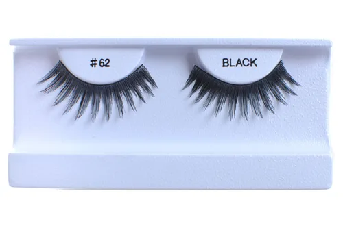Vista 21 de 10 pares de pestañas postizas 100% cabello humano, negro natural #1