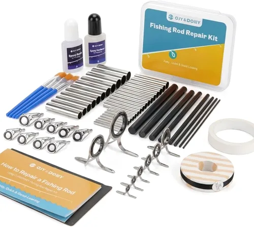 Vista 9 de Kit de reparación de caña de pescar completo, enfoque fácil y rápido para reparar caña de pescar rota con pegamento epoxi