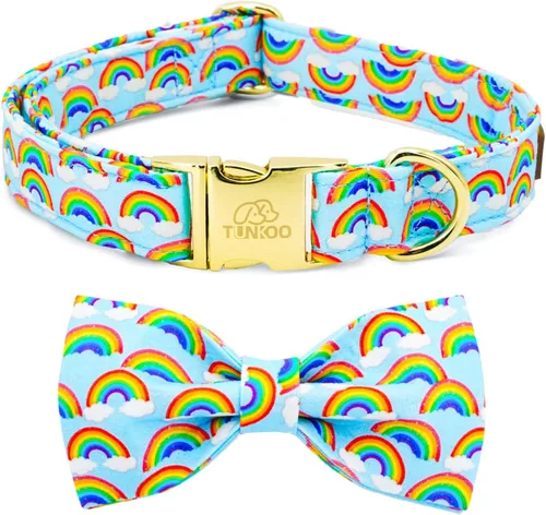 Vista 14 de Tunkoo Pink Daisy - Collar para perro con corbata de lazo de flores, collar ajustable de algodón de alta calidad, hebilla de metal duradera