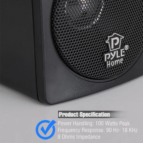Vista 5 de Pyle Home - Mini cubos de 3 pulgadas, altavoces pequeños de estantería de 100 W con controlador de cono de papel de 3 pulgadas, 8 ohmios, par