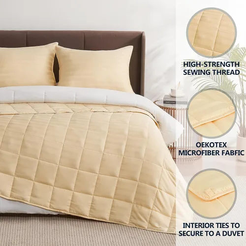 Vista 4 de anfie - Manta con peso para niños (40 x 60 pulgadas, 10 libras), ultrasuave y acogedora, refrescante, lavable a máquina, beige
