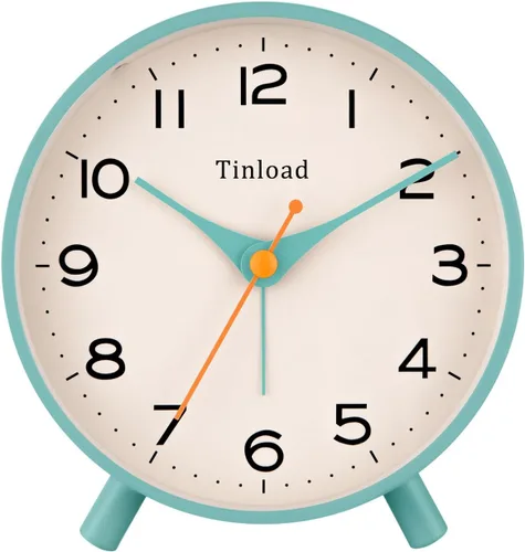Vista 14 de Tinload Reloj despertador analógico retro antiguo de 4.5 pulgadas, funciona con pilas, pequeño reloj silencioso de mesita de noche, iluminado bajo