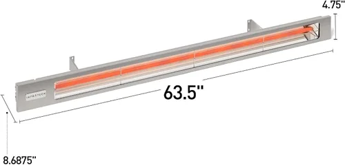 Vista 3 de Infratech SL4024B Slim Line - Calentador de patio de un solo elemento de 4,000 vatios, acabado a elegir: placa frontal de acero inoxidable con borde