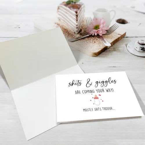 Vista 3 de Obbyidk Divertida tarjeta de felicitación de baby shower para nuevos padres, regalo de anuncio de embarazo para familiares y amigos, divertida