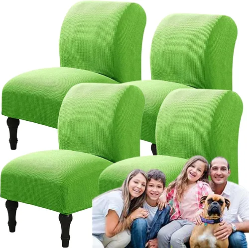 Vista 39 de Fundas elásticas para silla sin brazos, extraíbles y lavables, de elastano jacquard sin reposabrazos, protector de muebles para sala de estar, Verde