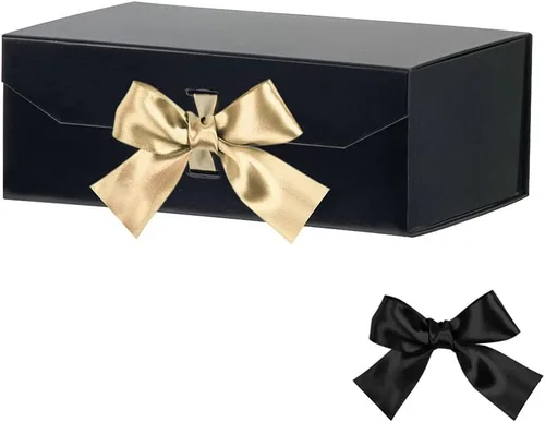 Vista 8 de GoooodGift Caja de regalo negra para regalos de 10 x 7.3 x 3.5 pulgadas, caja decorativa con cinta, caja de regalo vacía con tapa cierre magnético