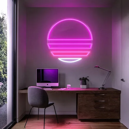 Vista 13 de LED Mountains Sunrise Sunset Wave Neon Signs Dimmable 5V USB Power Neon Lights Wall Art Decorative Lamp for Home Preppy Dorm Salon Decor Bar Party