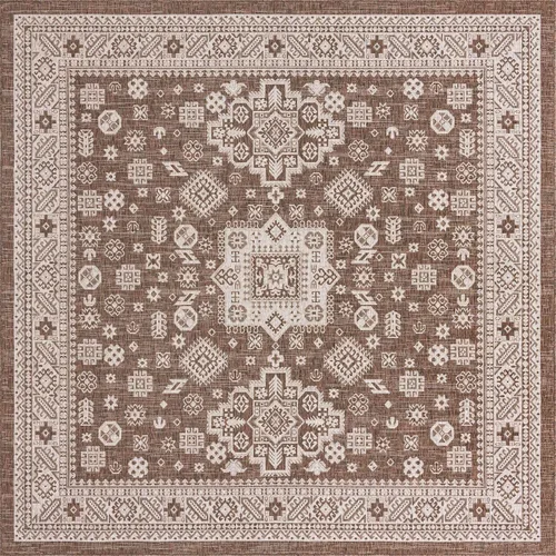 Vista 84 de Unique Loom Outdoor Aztec Collection Alfombra de área, Chalca (5 pies 3 pulgadas, octágono, aguamarina/marfil)